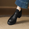 【预售5天】超轻复古风前拉链真皮针织，高跟粗跟英伦风小皮鞋单鞋DPJ&6155 商品缩略图1