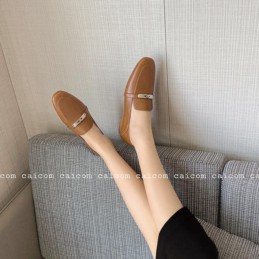 A5785真皮乐福鞋一脚蹬平底鞋百搭休闲女士单鞋浅口牛皮皮鞋女复古 商品图3