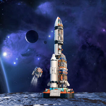 俏皮谷中国航天积木拼装破晓五号火箭模型儿童玩具送男女孩生日节日礼物 商品图2