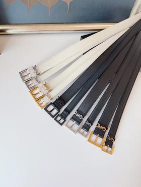 圣罗兰-时尚纯色徽标标志针扣 女士腰带皮带2/3cm可选（ZP*GD）