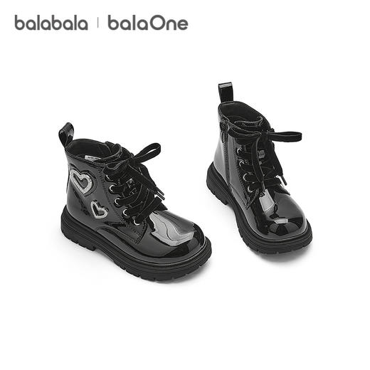 【balaOne】巴拉巴拉童鞋女童马丁靴亮面2025新款春秋靴子拉链款 商品图4