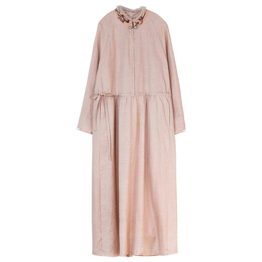 牧衣游原创 丝棉手工刺绣连衣裙新款复古民族风宽松文艺长裙 松松 商品图4