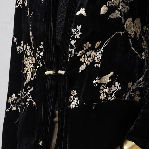 【林栖设计小店】真丝丝绒棉衣印花新中式国风盘扣2025秋冬新款外套上衣女1954193 商品图3