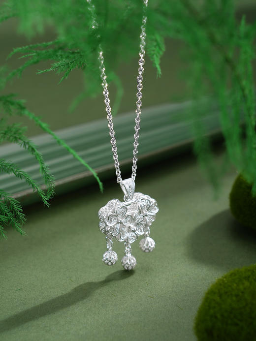 子佩集【四叶花锁】S990银套链【QFTL015】花丝锁项链2510 商品图5