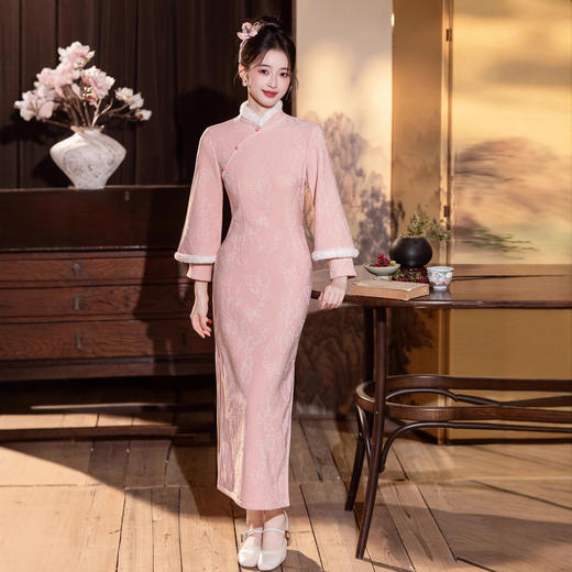 MYJ  加绒旗袍针织提花高级感保暖日常 商品图0