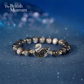 大英博物馆 天鹅棋盘系列 织梦黑天鹅 银曜石手链