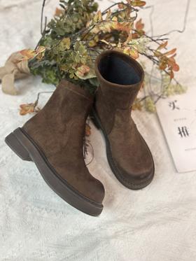 【门店同款】ENJOY冬季圆头绒面短靴 166445499