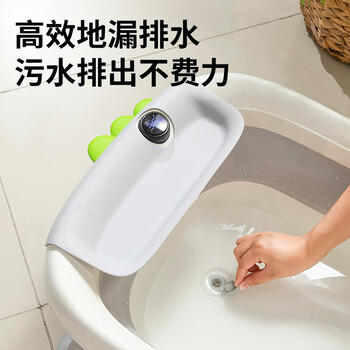 日康（rikang）婴儿洗澡盆 折叠盆宝宝智能感温洗浴盆带浴床+置物架X1045-3 灰色 商品图8