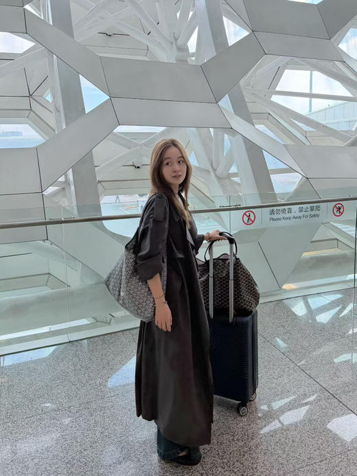 烟灰色薄丝毛精纺长风衣 商品图3