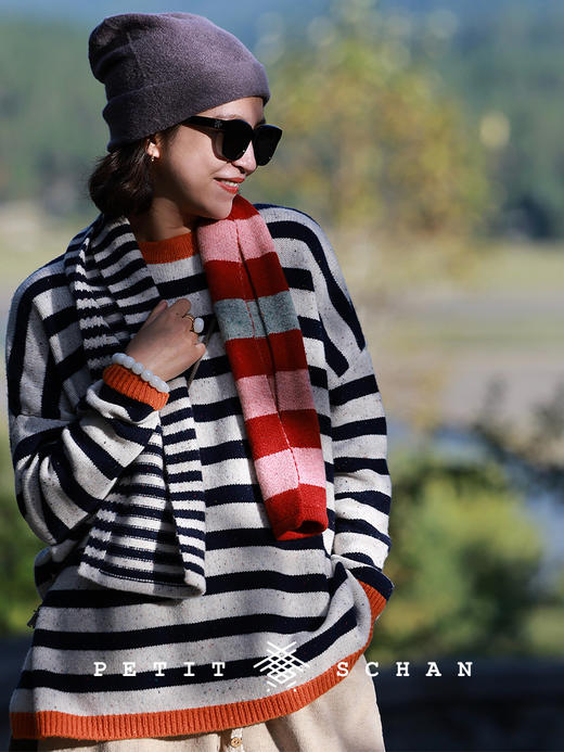 PETIT SCHAN小闪 CLO#928 Stand Out 出彩 纯羊毛彩点纱撞色条纹毛衣 商品图0
