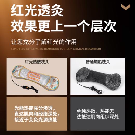 新品【远红外发热艾草枕】红光电加热骨头冰丝面艾草枕多功能艾灸枕护颈枕颈椎枕热敷陈年艾草冬暖夏凉 商品图1