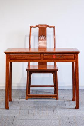 红桥红  家具严选  缅甸花梨(大果紫檀）  【98 马蹄腿双抽屉 小书桌】