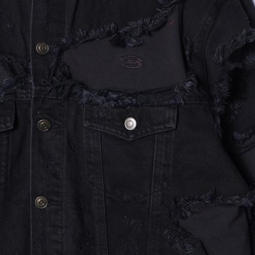 SDSA男士秋冬新款痞帅男装复古破洞拼接翻领牛仔夹克百搭重工时尚 商品图2