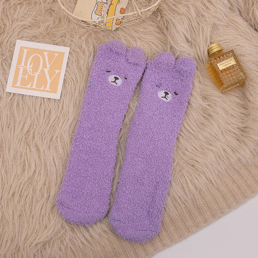 超暖和【锁住温度！告别脚冷】加绒加厚，袜新款刺绣地板袜子秋冬加厚保暖不掉毛珊瑚绒睡眠袜。rc 商品图5