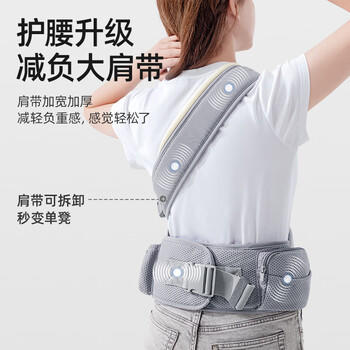 贝肽斯腰凳婴儿前抱式单腰凳0-36个月前后两用宝宝背娃神器 卡斯灰 商品图3