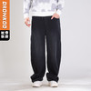 DRONKOO 2025 抽绳松紧腰前斜破缝毛边喷色中厚卫裤长裤 商品缩略图0