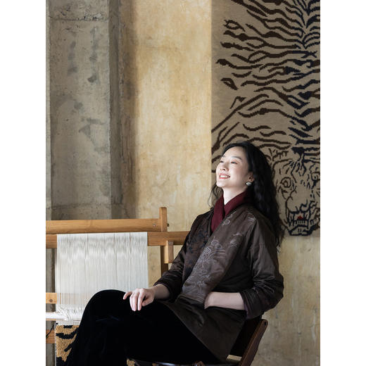 牧衣游原创 重磅22姆米香云纱拼接夹棉棉衣女复古名族风外套 汐跃 商品图1