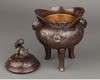 独角鹿西洋古董 1880年代日本明治时期出品山水主题镀金银精雕装饰麒麟顶盖及祥纹三足底座赤铜香炉 商品缩略图3