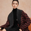 QH916斯尔丽25新款轻薄双面格子宽松流苏大翻领时尚大衣 商品缩略图0