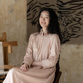 牧衣游原创 丝棉手工刺绣连衣裙新款复古民族风宽松文艺长裙 松松