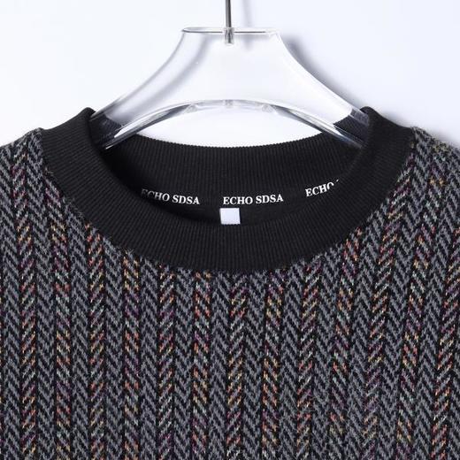 WY1166SDSA男士秋冬新款痞帅男装潮牌彩色竖纹圆领卫衣高街绒毛百搭上衣 商品图2