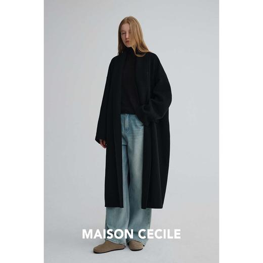 MAISON CECILE 两色|羊绒羊毛双面呢极简翻领茧型廓形长款大衣 商品图4