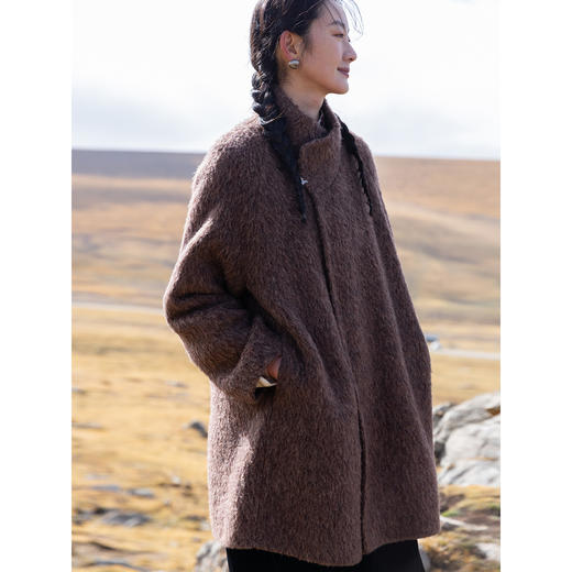 牧衣游原创 进口羊驼毛混纺羊羔毛外套蓬松保暖古朴毛呢外套 雨桐 商品图1