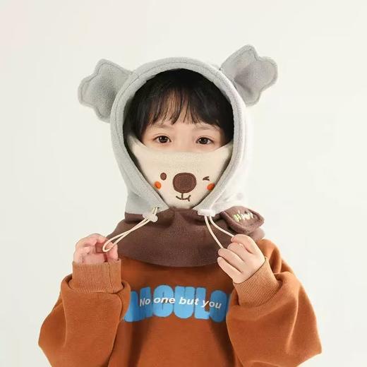 冬季【毛绒儿童帽子围脖一体】加绒加厚男女童帽子 防寒保暖护耳套头帽  商品图7