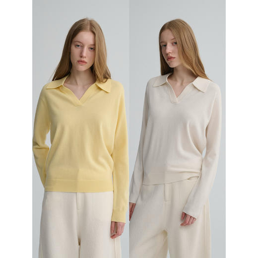 MAISON CECILE 四色|全羊毛品质感复古经典polo松弛百搭针织毛衣 商品图0