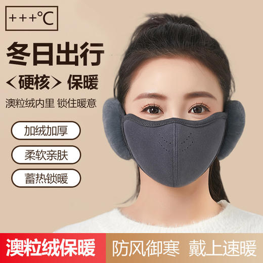 【加绒加厚骑行防风一体透气耳套】保暖口罩男女冬季高颜值护耳防寒面罩 商品图1