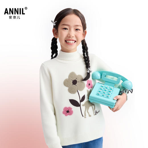女童高翻领长袖针织衫冬季新款安奈儿童装EG544638 商品图1