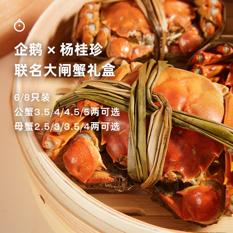 企鹅吃喝 x 杨桂珍联名 太湖大闸蟹礼盒包装  鲜活螃蟹 多规格可选