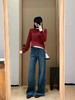 D102070秋冬新款复古设计感四面弹口袋高腰显瘦微喇牛仔裤 商品缩略图8