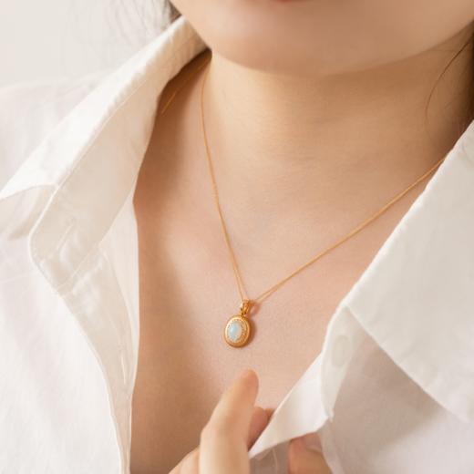 菜菜家欧泊项链|天然水晶欧泊+18k金织纹底托+足反钻石密镶，耀眼夺目 商品图0