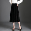 MYX金丝绒垂感百褶大摆裙2025冬款显瘦黑色时尚半身裙松紧腰休闲长裙 商品缩略图1