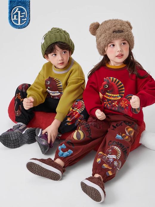 年衣童装卫衣儿童秋冬新款男女童长袖t恤中式加绒马上有福卫衣 商品图3