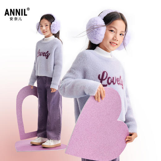 女童圆领长袖针织衫冬季新款安奈儿童装EG544647 商品图1