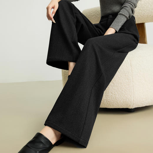 【10/23新品】熙世界人字纹毛呢阔腿裤女2025秋冬季窄版直筒针织西装裤休闲裤子 商品图4