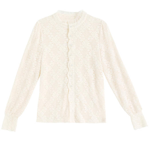 KQL 323H958木耳领时尚加厚磨毛蕾丝上衣 商品图4