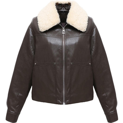 QYM 25DS837-Y时尚PU皮羽绒服毛领休闲羽绒服气质外套 商品图4