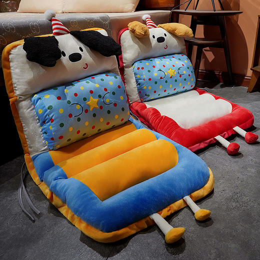 自然醒三维立体PP棉翘耳小狗护腰横条连体坐垫QYL 商品图8