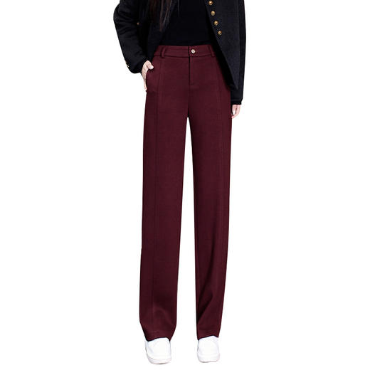 MYX窄版修身毛呢阔腿裤加厚保暖休闲长裤2025年冬款垂坠感显瘦直筒裤 商品图4