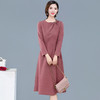 QYM 99H266-Y圆领粉色连衣裙高腰A字裙厚款中长裙 商品缩略图2