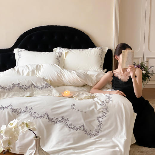 自然醒A类全棉磨毛刺绣四件套-倾城之恋AN 商品图0