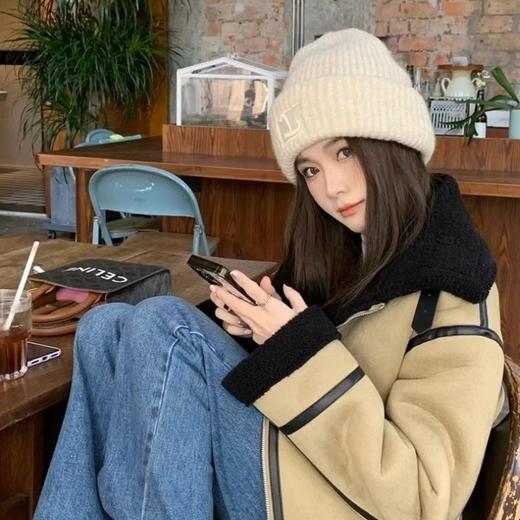 【暖暖上头❗️奶呼呼毛绒帽】谁戴谁好看，视觉头包脸不挑脸型，高弹软糯触感，抗寒保暖，氛围感十足，针织宽松显脸保暖加厚针织冷帽护耳堆堆毛线帽QQ 商品图3