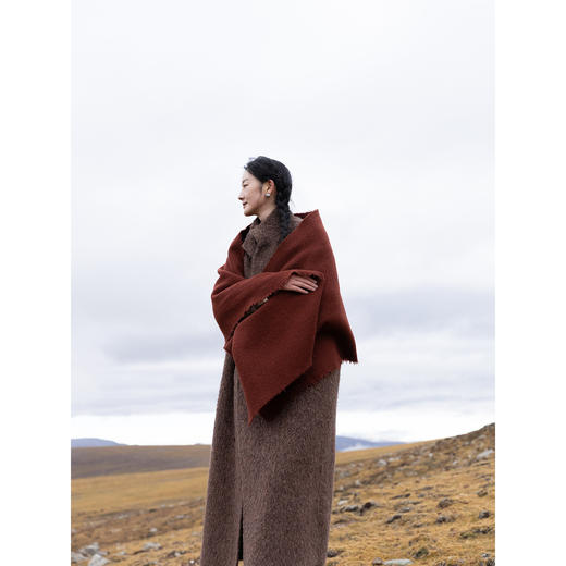 牧衣游原创 进口羊驼毛混纺羊羔毛长外套古朴中式风毛呢外套 时染 商品图2