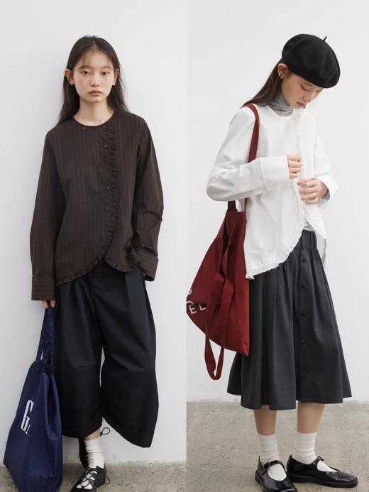 步履不停/5C11281C/立体花边不规则斜襟暗纹提花肌理衬衫 商品图2