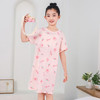 红豆女童睡裙纯棉春夏季薄款家居服儿童短袖套头睡衣A类Q3320粉色140 商品缩略图7