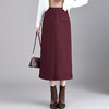 QYM 66923-Y气质半身裙加厚毛呢A字裙高腰包臀开衩一步裙 商品缩略图0