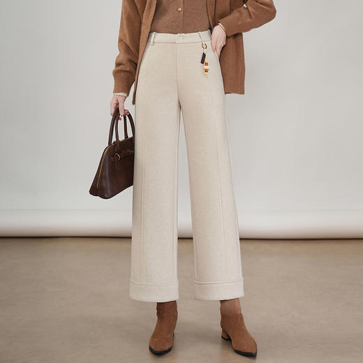 MYX毛呢通勤九分裤垂坠感修身时尚直筒裤2025年冬款遮胯宽松阔腿裤女 商品图0